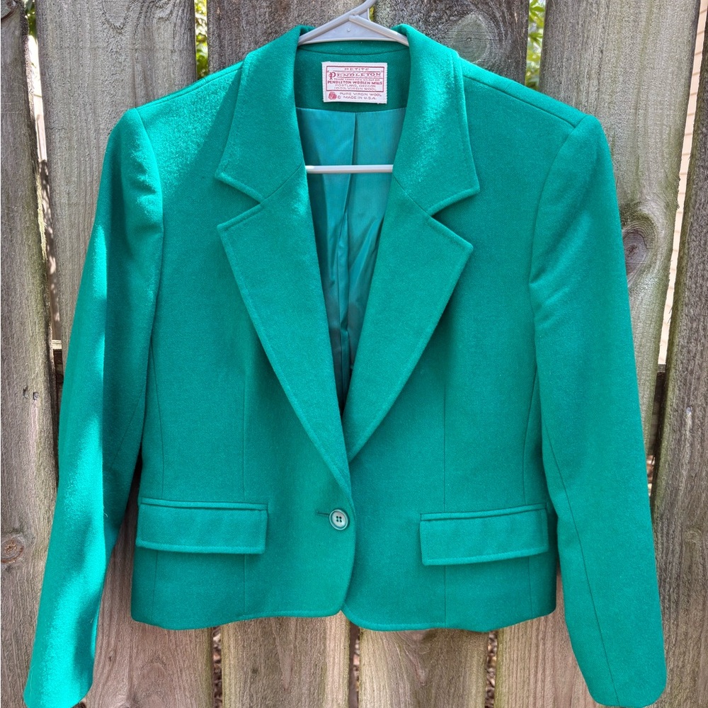 Vintage Pendleton Blazer Emerald/Teal Green Size … - image 1
